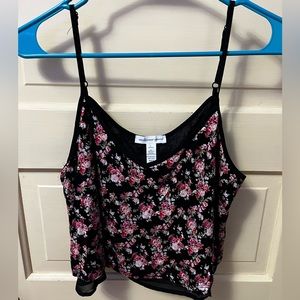 Black & flower tank top